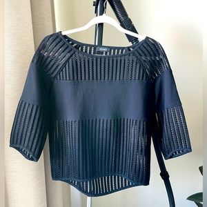 Max&Co Perforated Black Top 3/4 Sleeve